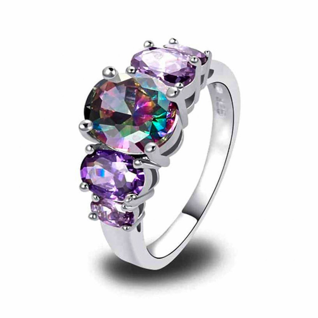 Amethyst & Topaz Silver Ring - 6 - Rings - Pretland | Spiritual Crystals & Jewelry