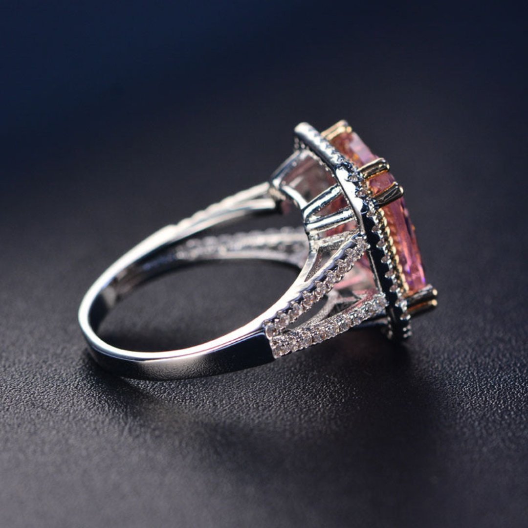 Romantic Pink Quartz Silver Ring - Rings - Pretland | Spiritual Crystals & Jewelry