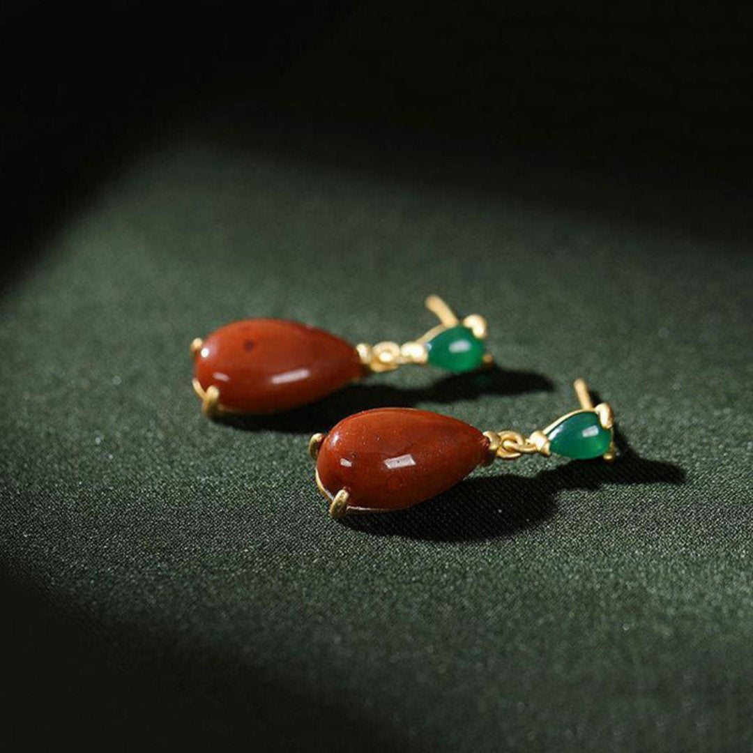 Vintage Red Tourmaline Earrings - Earrings - Pretland | Spiritual Crystals & Jewelry