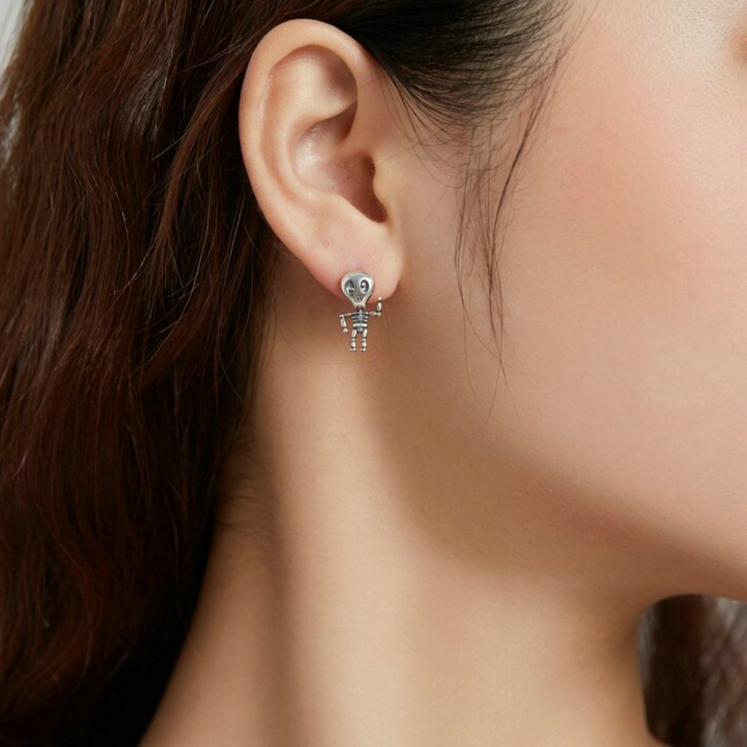 Crazy Skull 925 Sterling Silver Earrings - Stud Earrings - Pretland | Spiritual Crystals & Jewelry