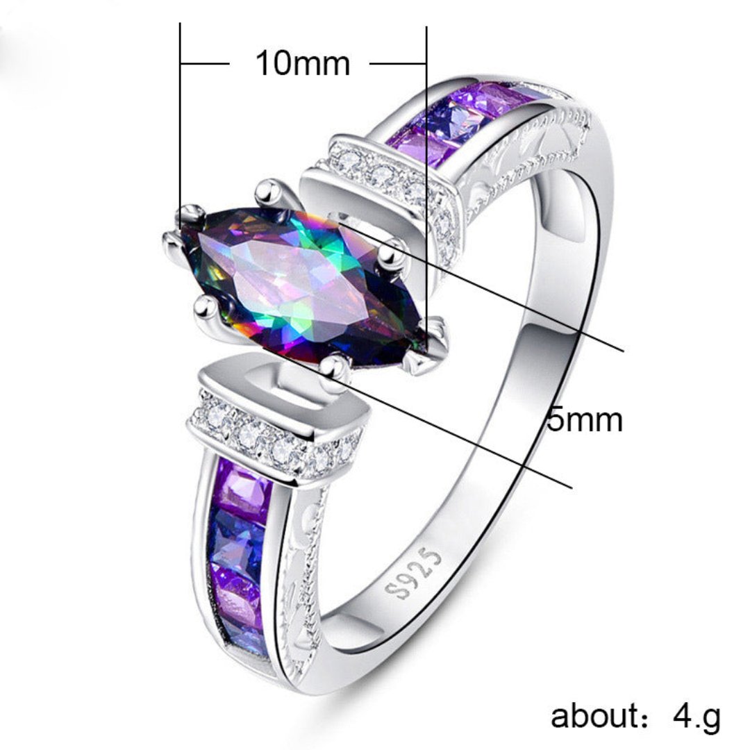 Chic Rainbow Topaz Silver Ring - Rings - Pretland | Spiritual Crystals & Jewelry