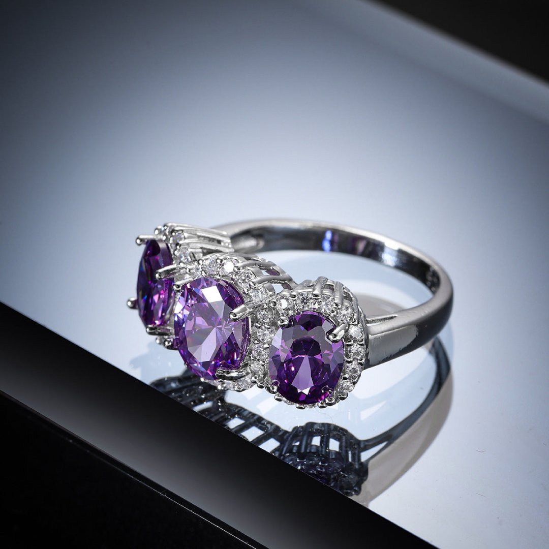 Enchanting Oval Amethyst Silver Ring - Rings - Pretland | Spiritual Crystals & Jewelry