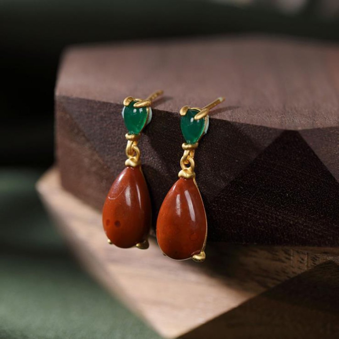 Vintage Red Tourmaline Earrings - Earrings - Pretland | Spiritual Crystals & Jewelry