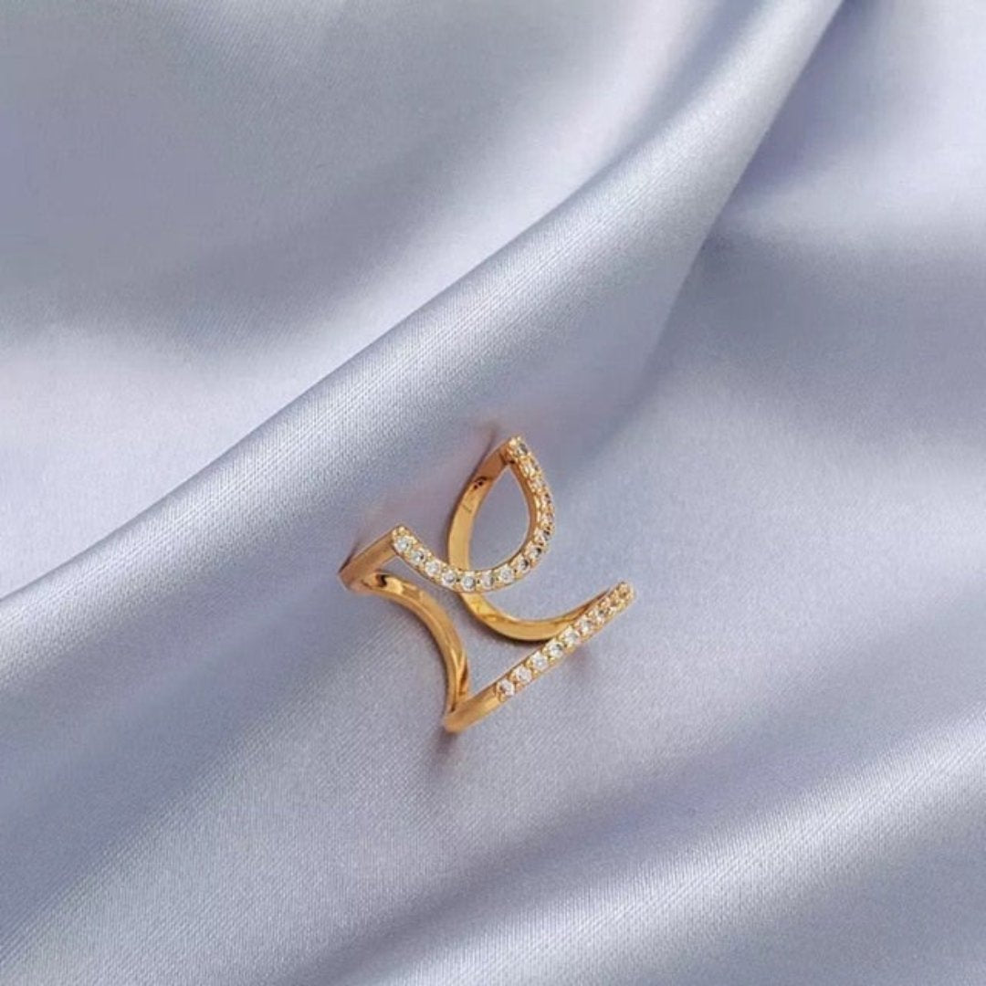 Stylish Rhinestone Nail Ring - Gold - Rings - Pretland | Spiritual Crystals & Jewelry