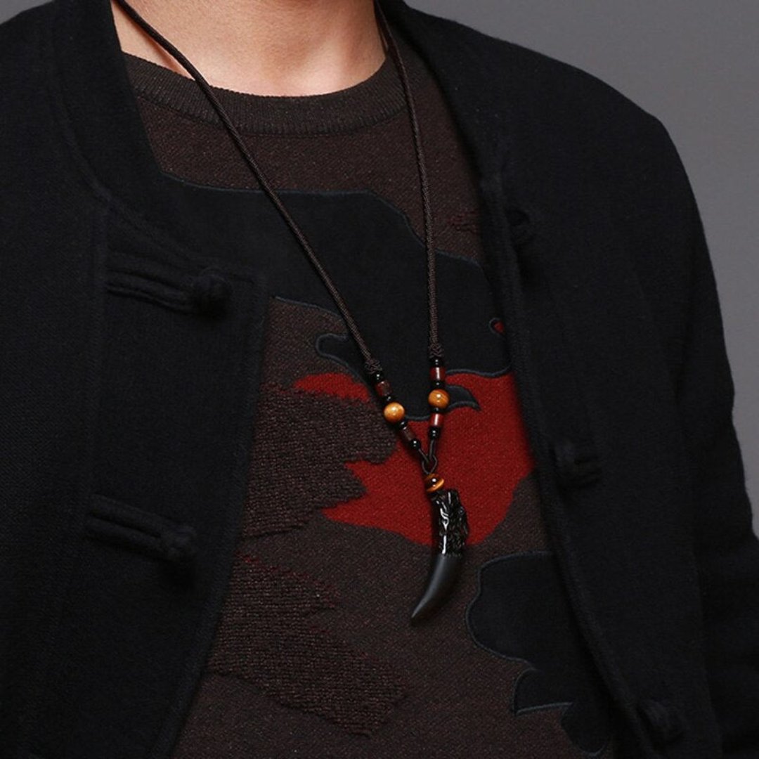 Wolf Courage Obsidian Necklace - Necklaces - Pretland | Spiritual Crystals & Jewelry