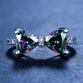 Stylish Rainbow Topaz & Zirconia Ring - Rings - Pretland | Spiritual Crystals & Jewelry