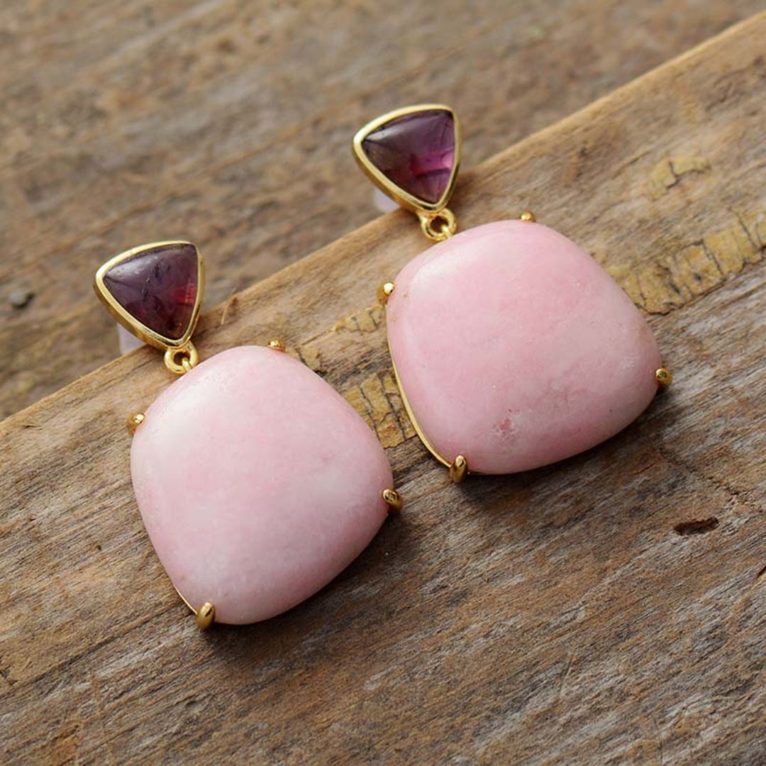 Spiritual Natural Pink Jasper Stud Earrings - Earrings - Pretland | Spiritual Crystals & Jewelry