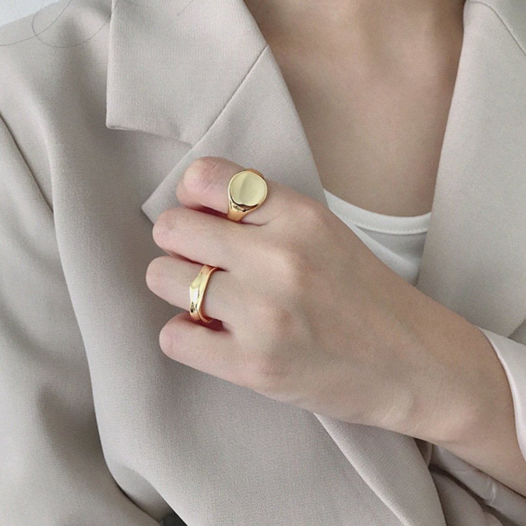 Echo 925 Sterling Silver Adjustable Ring - Gold - Rings - Pretland | Spiritual Crystals & Jewelry
