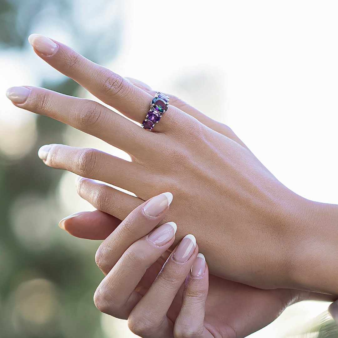 Amethyst & Topaz Silver Ring - Rings - Pretland | Spiritual Crystals & Jewelry