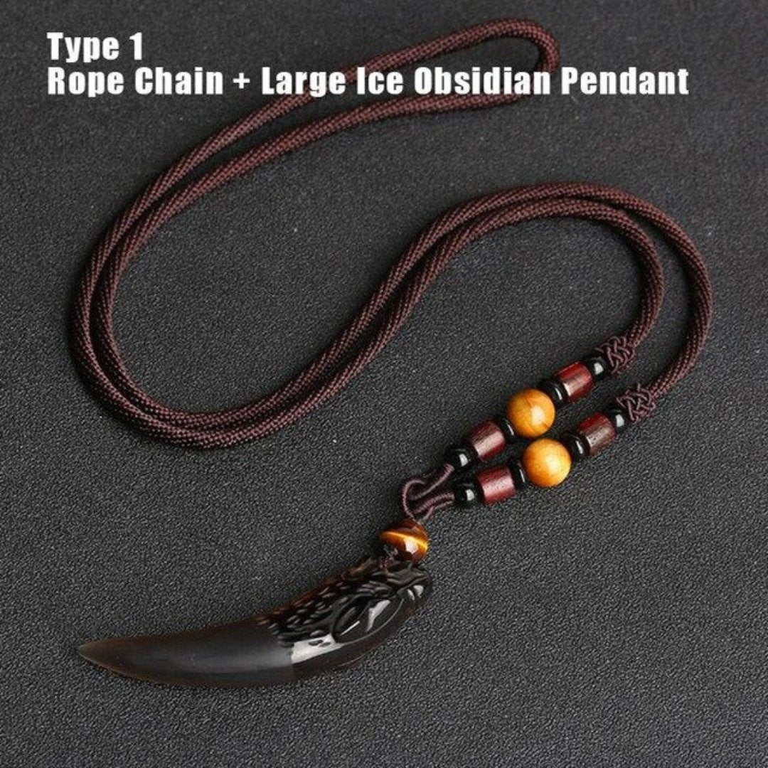 Wolf Courage Obsidian Necklace - Necklaces - Pretland | Spiritual Crystals & Jewelry
