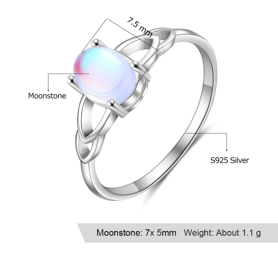 Chic Oval Moonstone 925 Sterling Silver Ring - Rings - Pretland | Spiritual Crystals & Jewelry