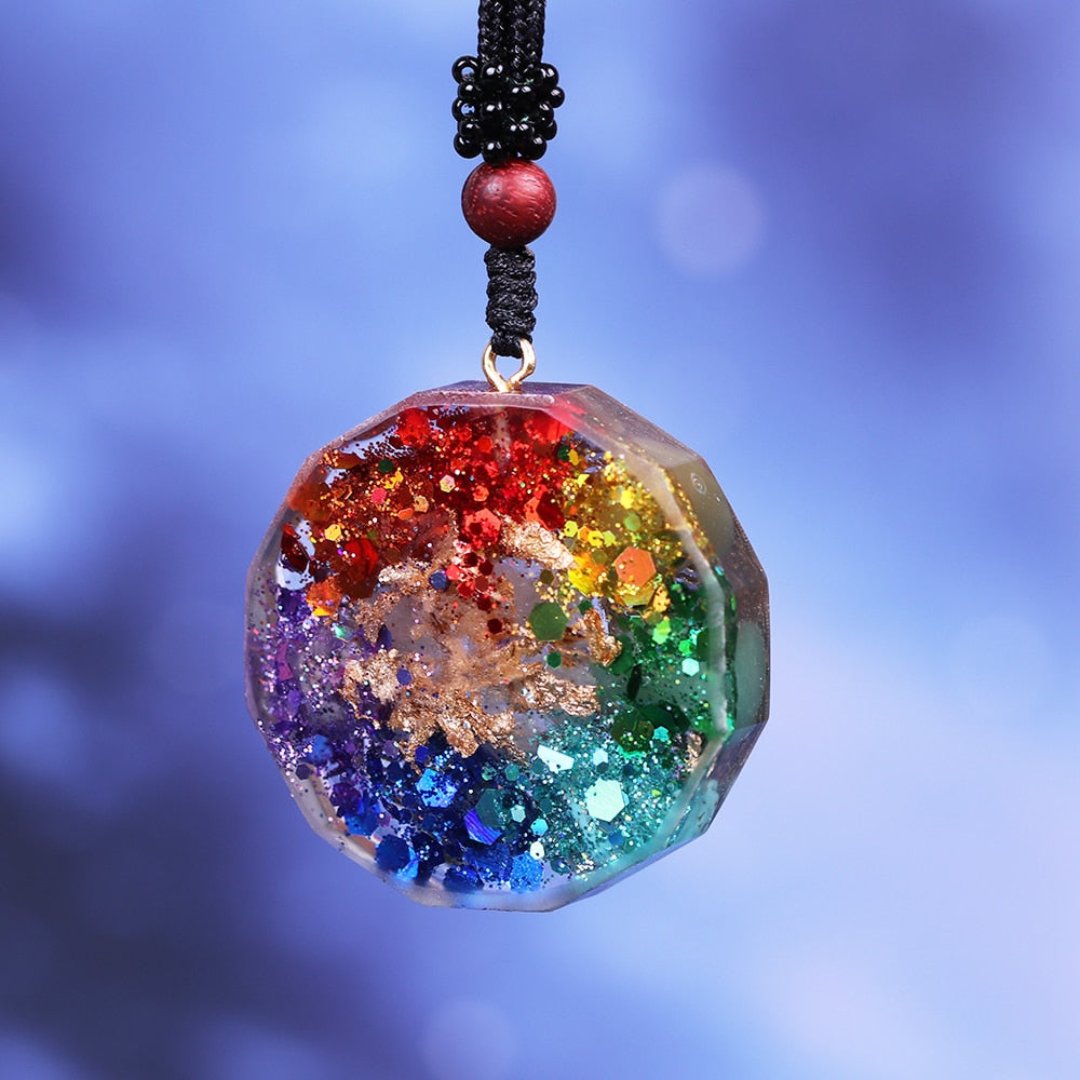 7 Chakra Orgonite Om Symbol Necklace - Necklaces - Pretland | Spiritual Crystals & Jewelry