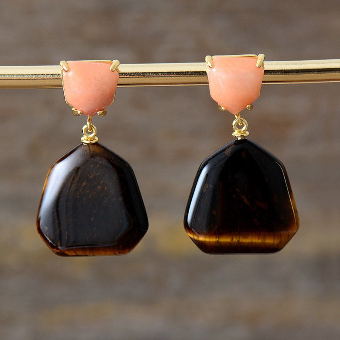 Trend Amethyst & Tiger Eye Earrings - Earrings - Pretland | Spiritual Crystals & Jewelry