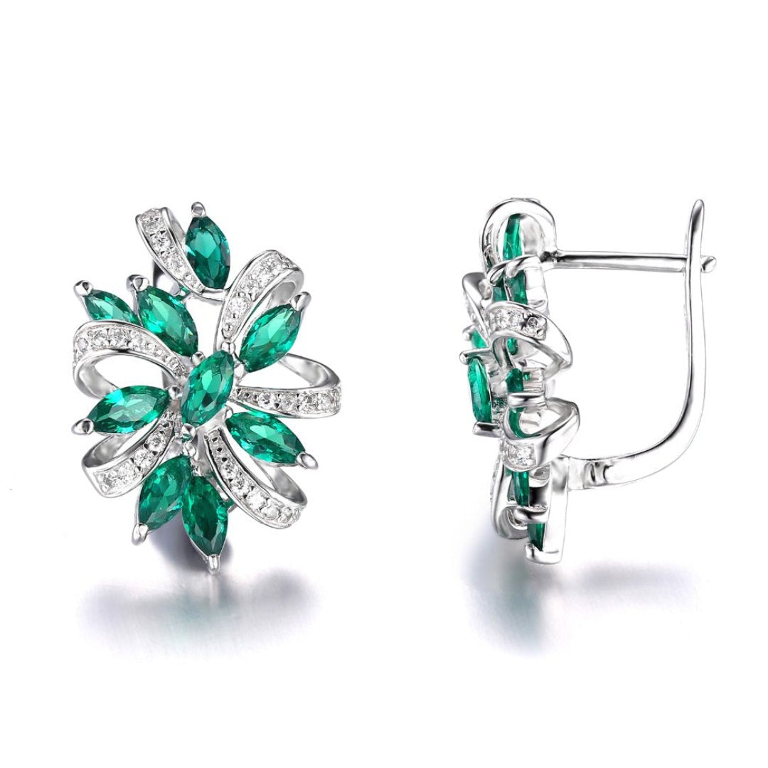 Elegant Emerald 925 Sterling Silver Earrings - Earrings - Pretland | Spiritual Crystals & Jewelry