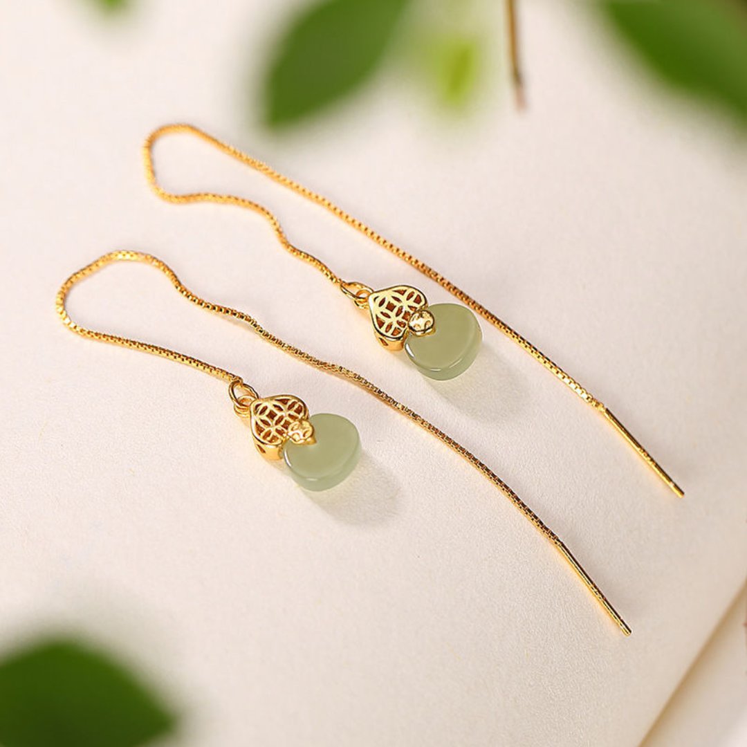 Bohemian Natural Jade Long Earrings - Earrings - Pretland | Spiritual Crystals & Jewelry