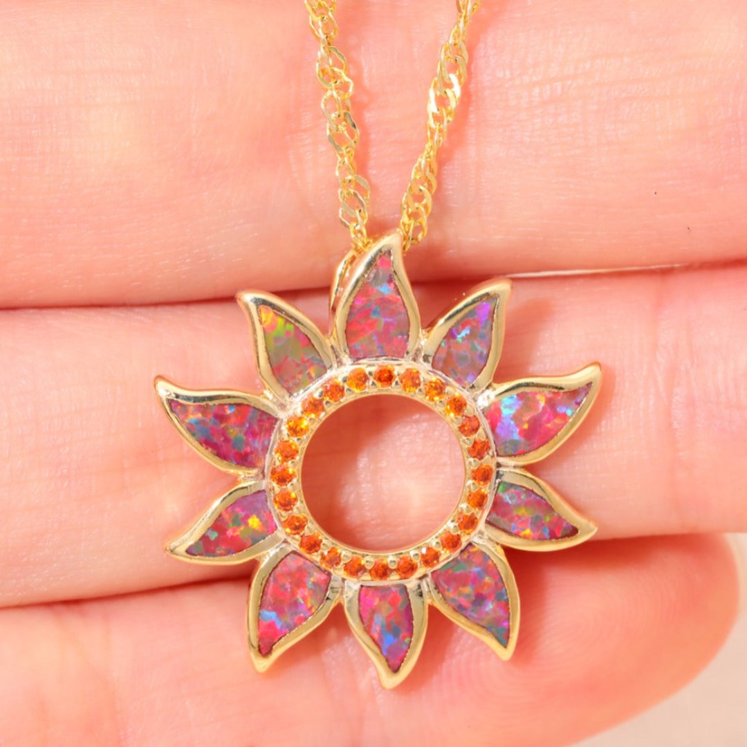 Spiritual Sun Orange Fire Opal Necklace - Necklaces - Pretland | Spiritual Crystals & Jewelry