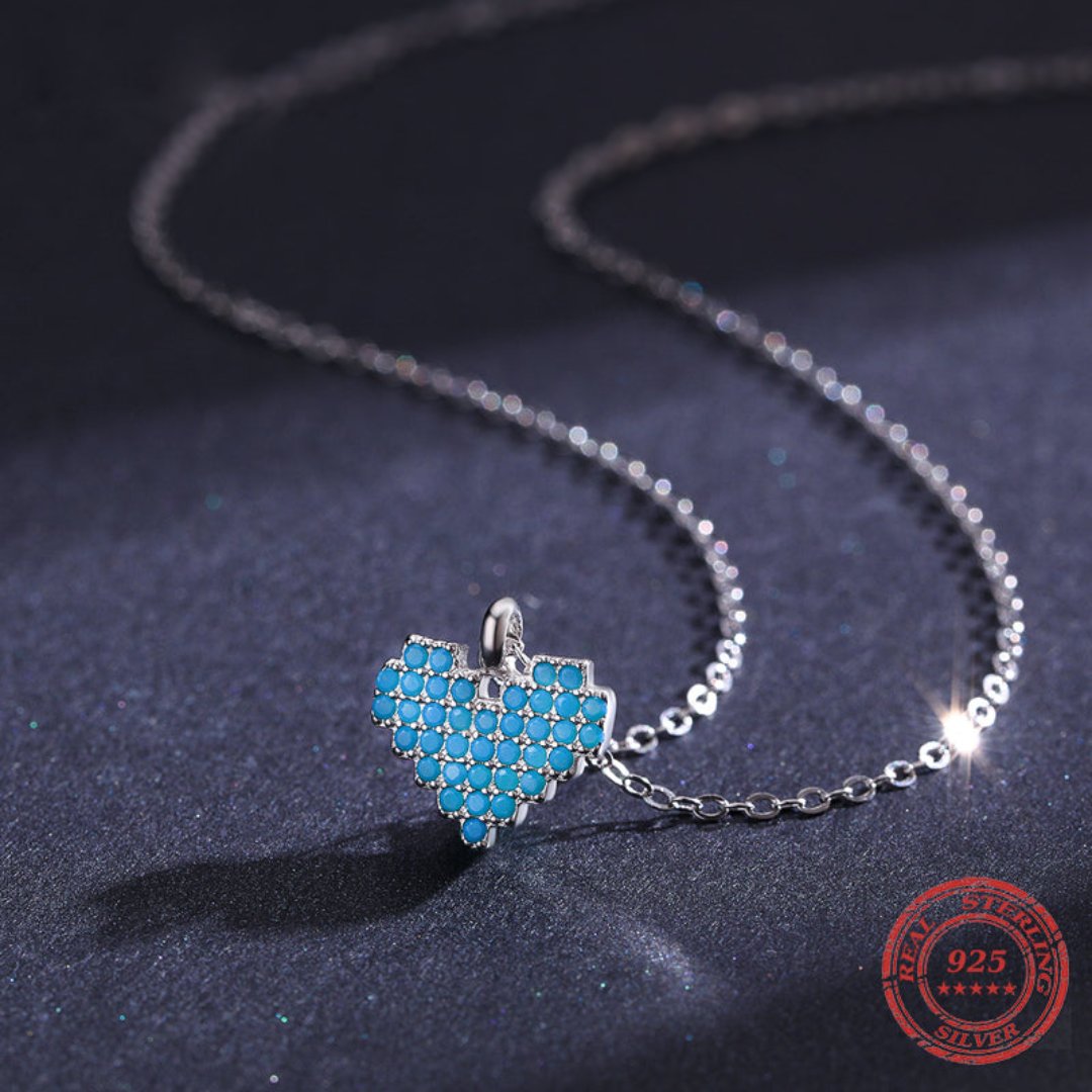 Turquoise Heart 925 Sterling Silver Necklace - Necklaces - Pretland | Spiritual Crystals & Jewelry
