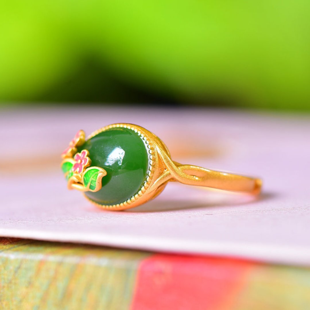 Pretty Flowers Chalcedony Adjustable Ring - Rings - Pretland | Spiritual Crystals & Jewelry