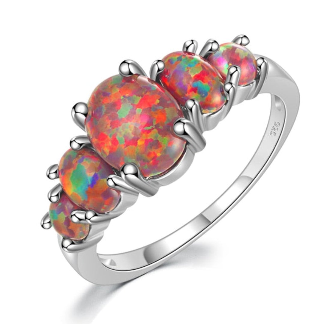 Chic Orange Fire Opal Silver Plated Ring - Rings - Pretland | Spiritual Crystals & Jewelry