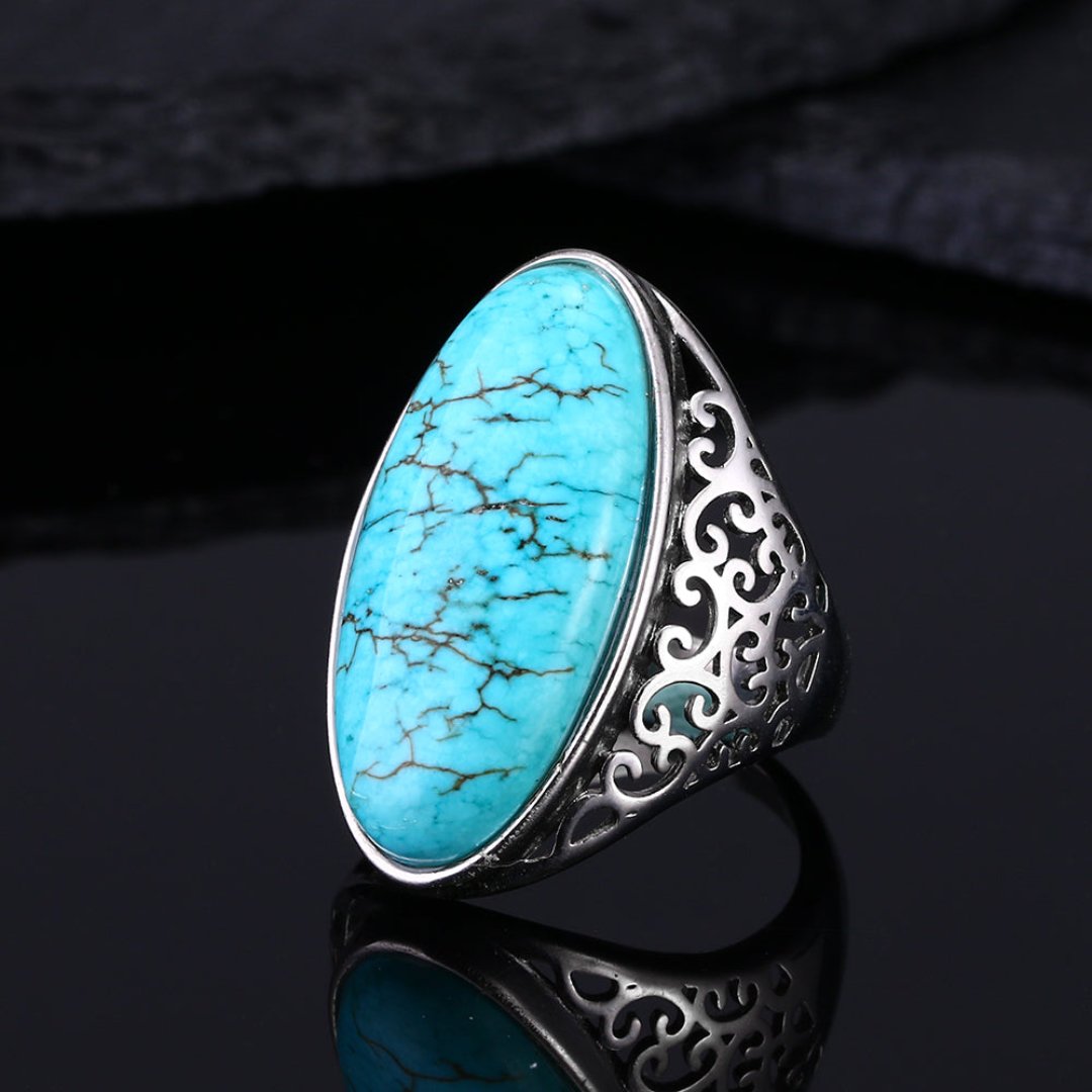 Elegant Turquoise 925 Sterling Silver Ring - Rings - Pretland | Spiritual Crystals & Jewelry