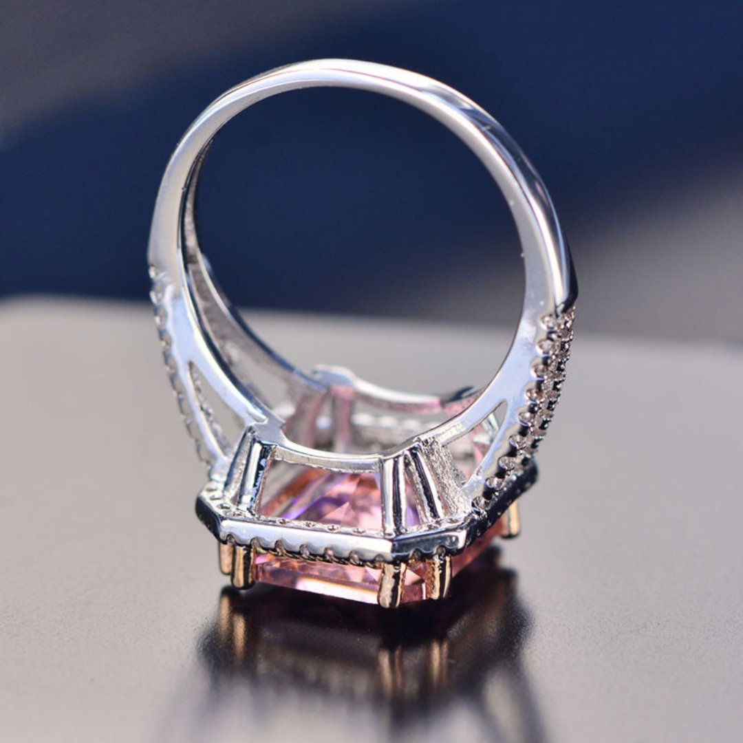 Romantic Pink Quartz Silver Ring - Rings - Pretland | Spiritual Crystals & Jewelry