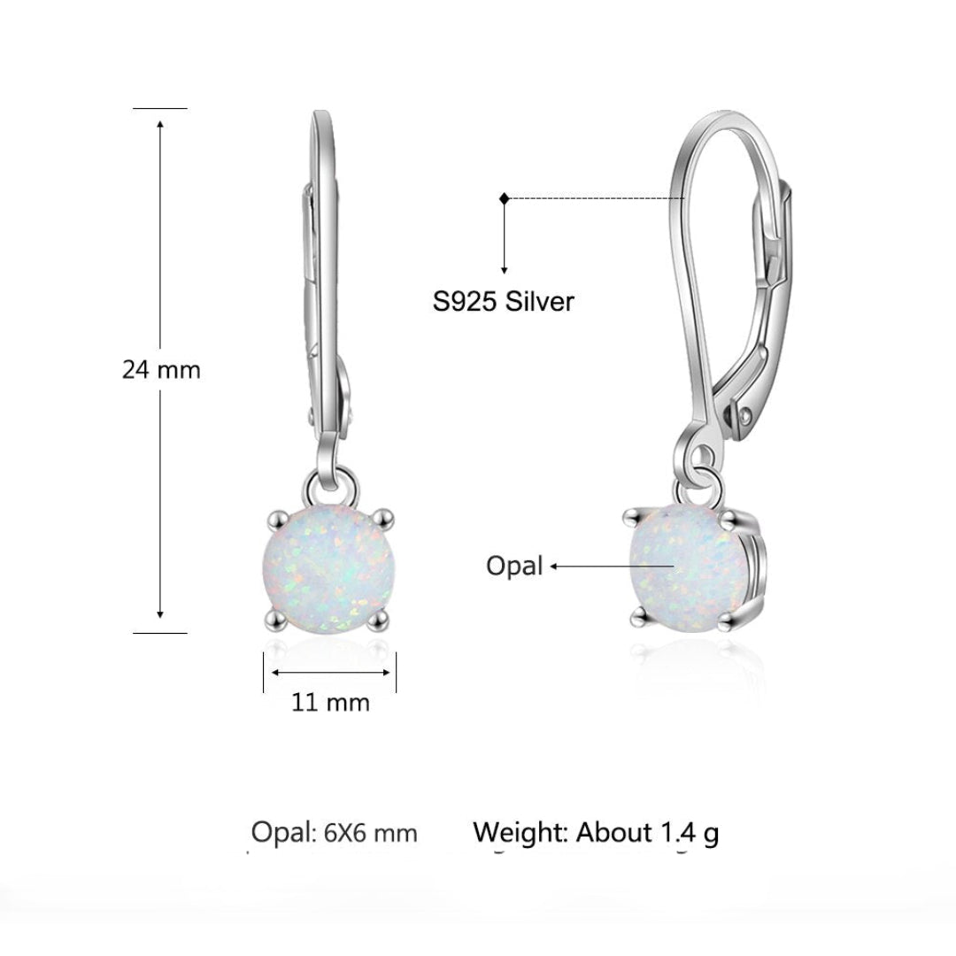 White Fire Opal 925 Sterling Silver Earrings - Hoop Earrings - Pretland | Spiritual Crystals & Jewelry