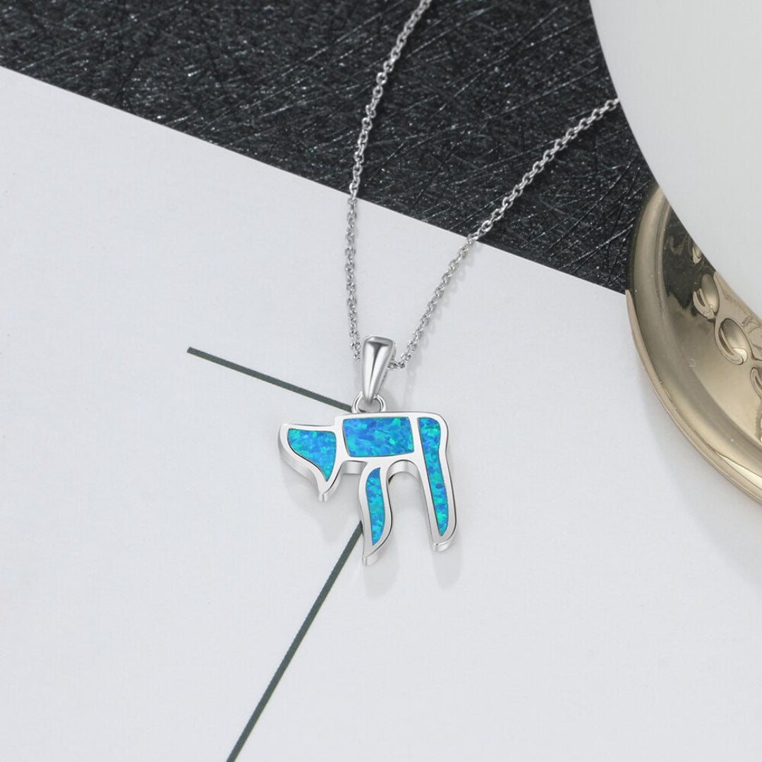 Lucky Elephant Blue Opal Silver Pendant - Pendants - Pretland | Spiritual Crystals & Jewelry