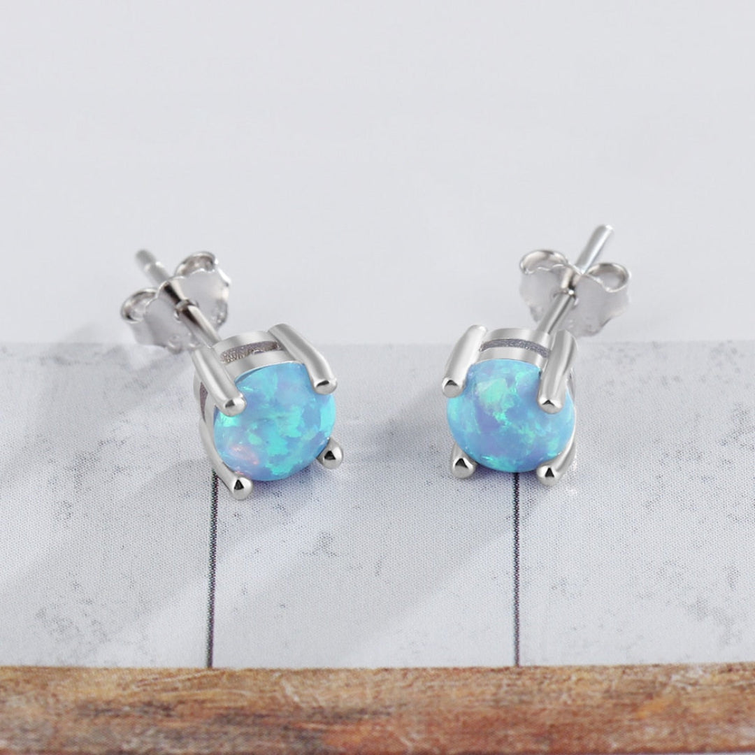 Classic Fire Opal Sterling Silver Earrings - Stud Earrings - Pretland | Spiritual Crystals & Jewelry