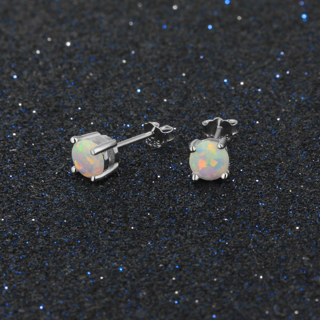 Classic Fire Opal Sterling Silver Earrings - Stud Earrings - Pretland | Spiritual Crystals & Jewelry