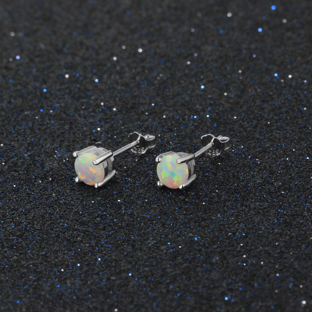 Classic Fire Opal Sterling Silver Earrings - Stud Earrings - Pretland | Spiritual Crystals & Jewelry