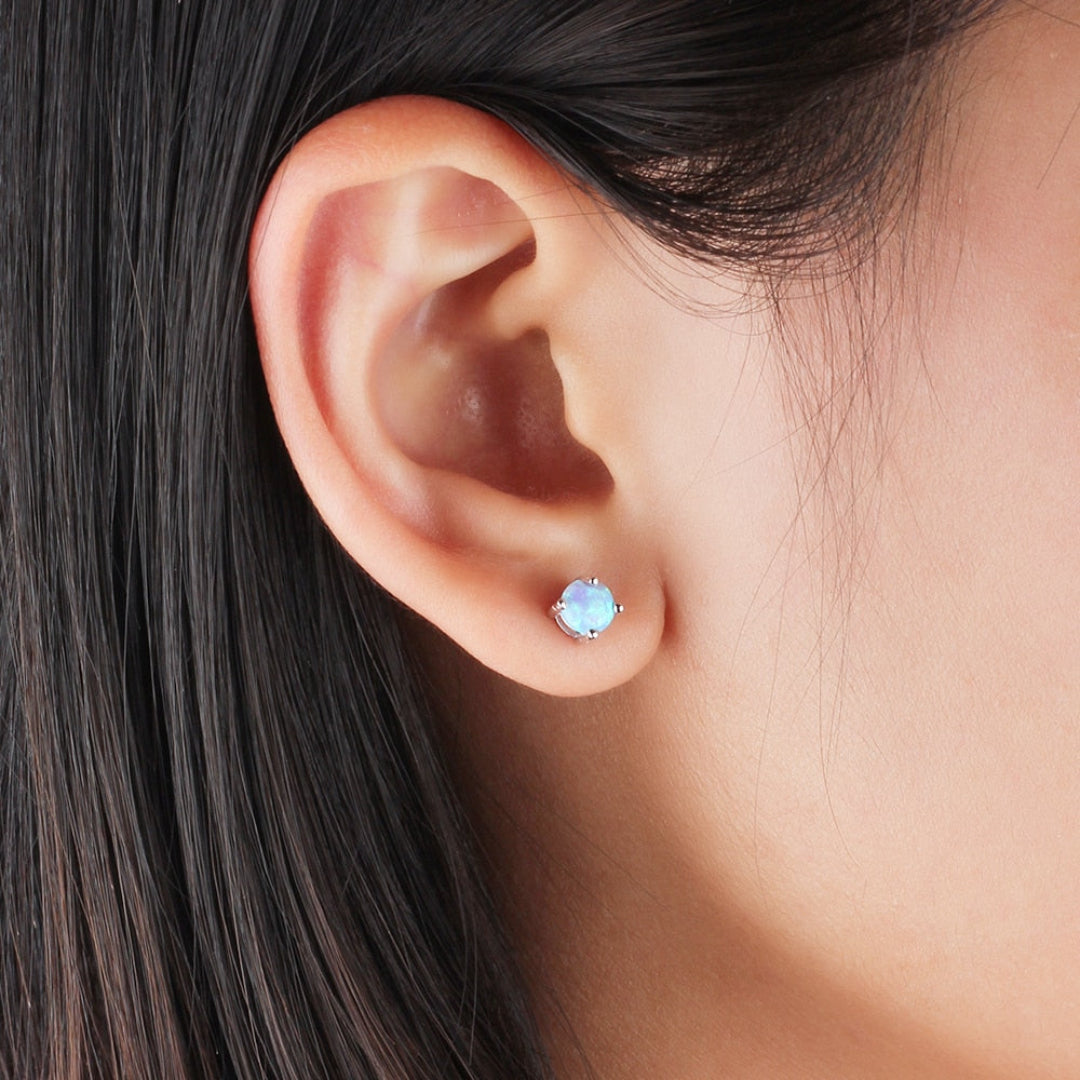 Classic Fire Opal Sterling Silver Earrings - Stud Earrings - Pretland | Spiritual Crystals & Jewelry