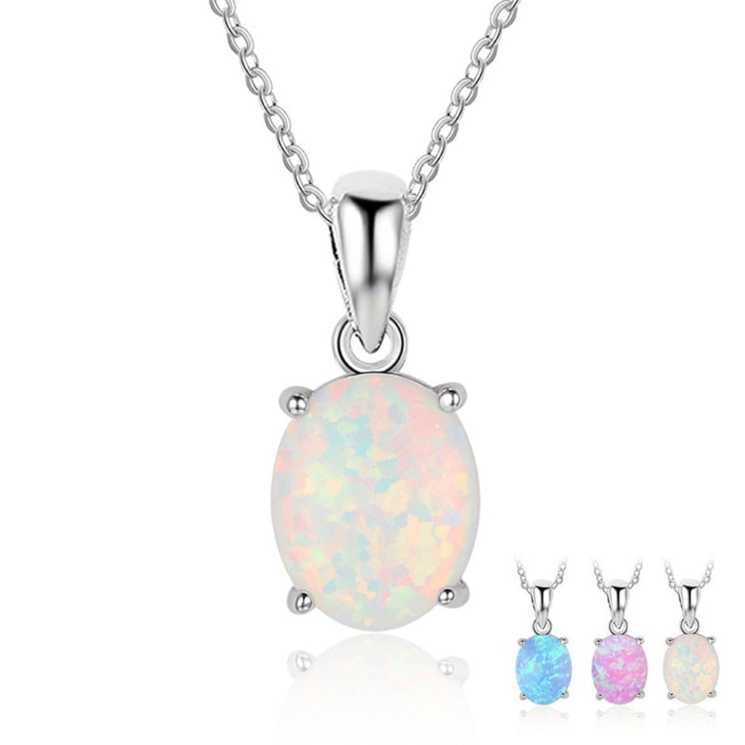 Chic Oval Fire Opal Pendant - Pendant Necklaces - Pretland | Spiritual Crystals & Jewelry