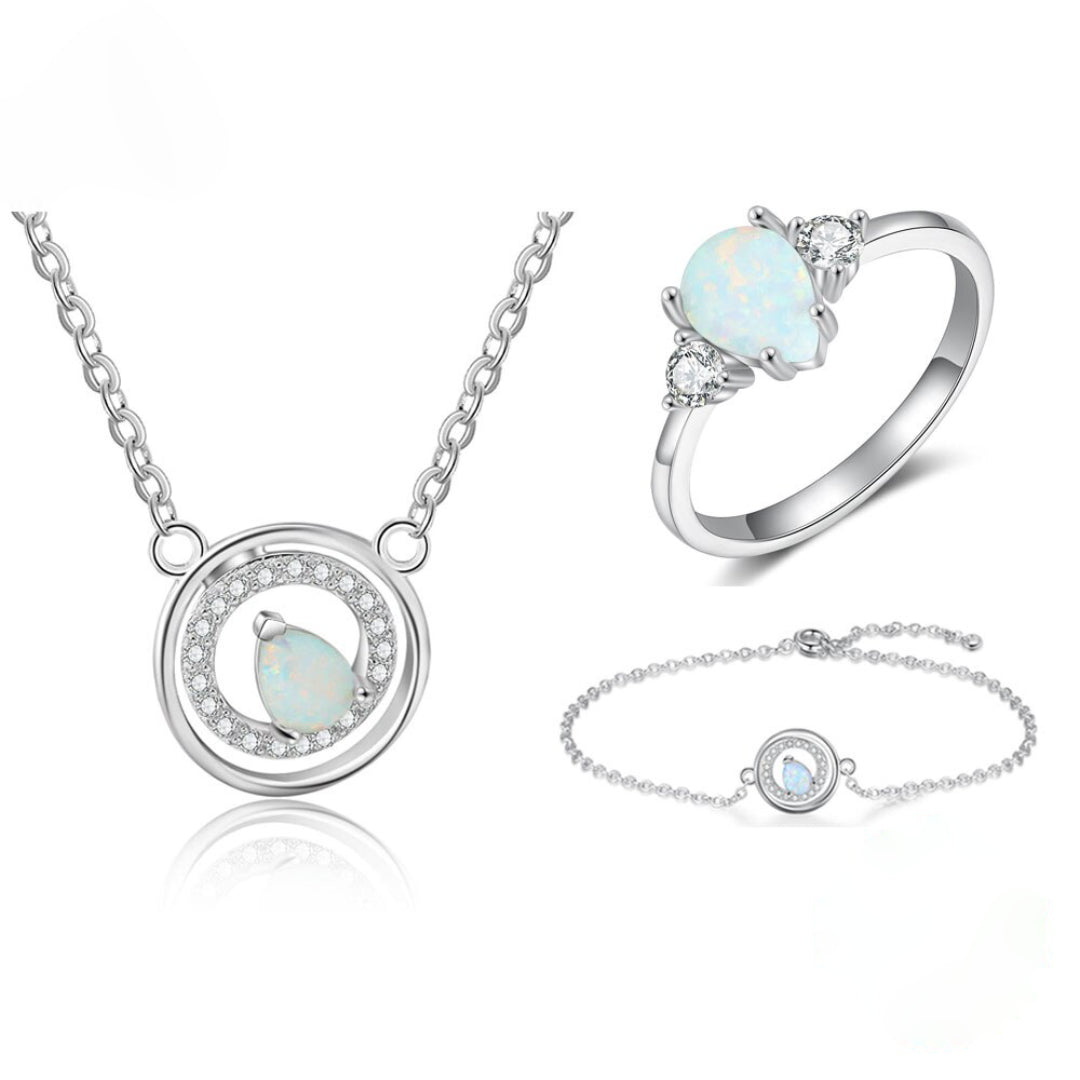 Spirit Fire Opal 925 Sterling Silver Set - Bundles - Pretland | Spiritual Crystals & Jewelry