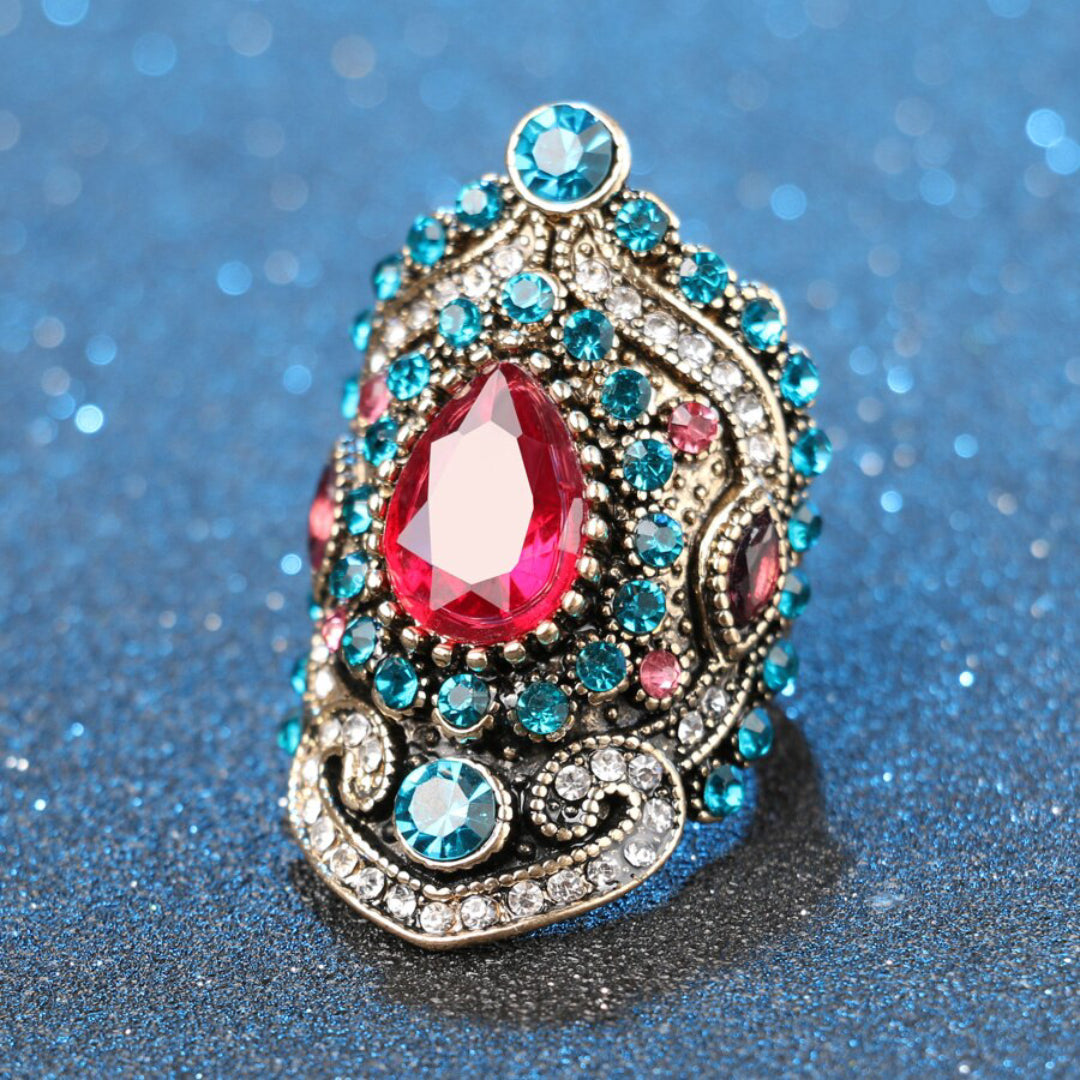 Vintage Turkish Garnet Gold Plated Ring - Rings - Pretland | Spiritual Crystals & Jewelry