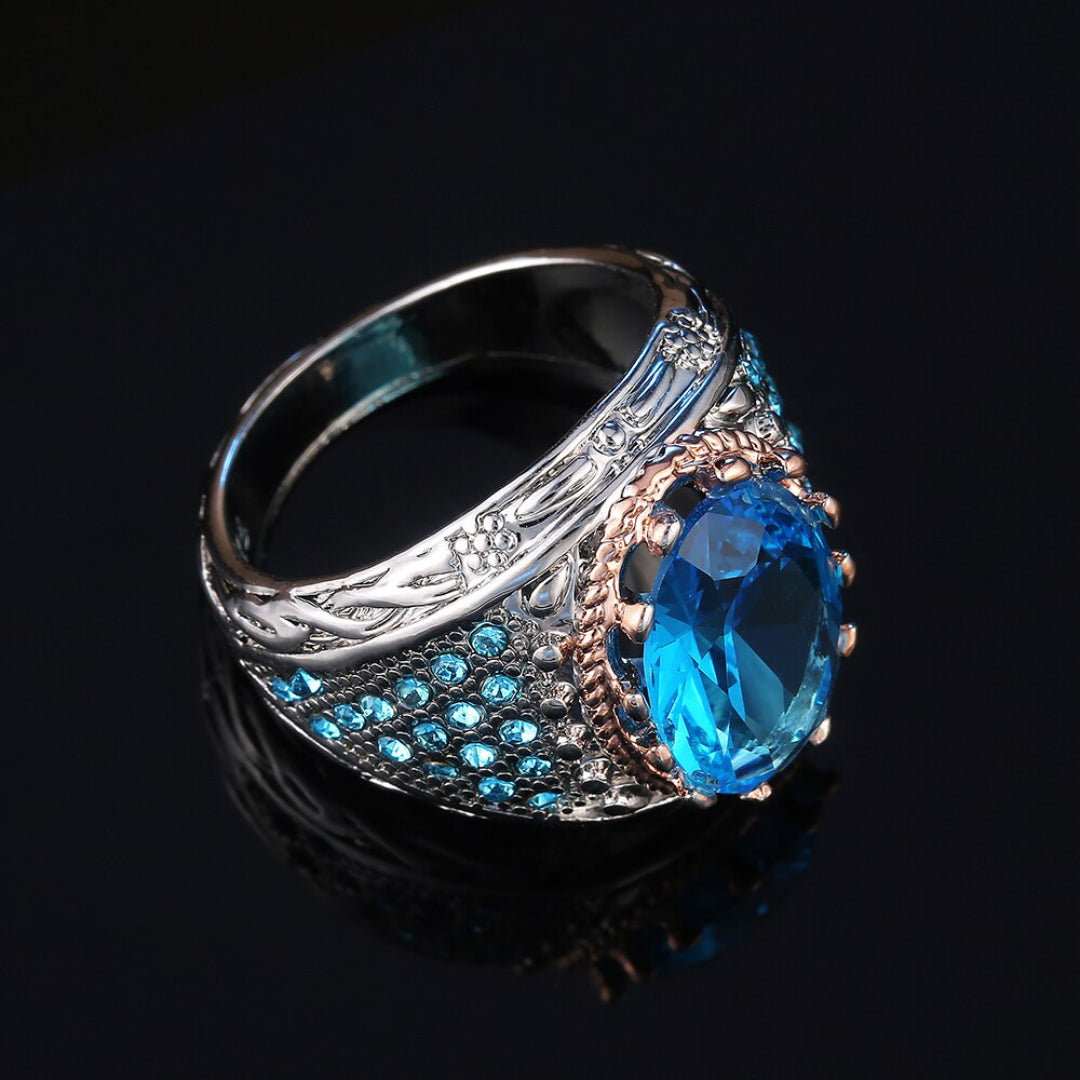 Ottoman Sultan Eye Aquamarine Ring - Rings - Pretland | Spiritual Crystals & Jewelry
