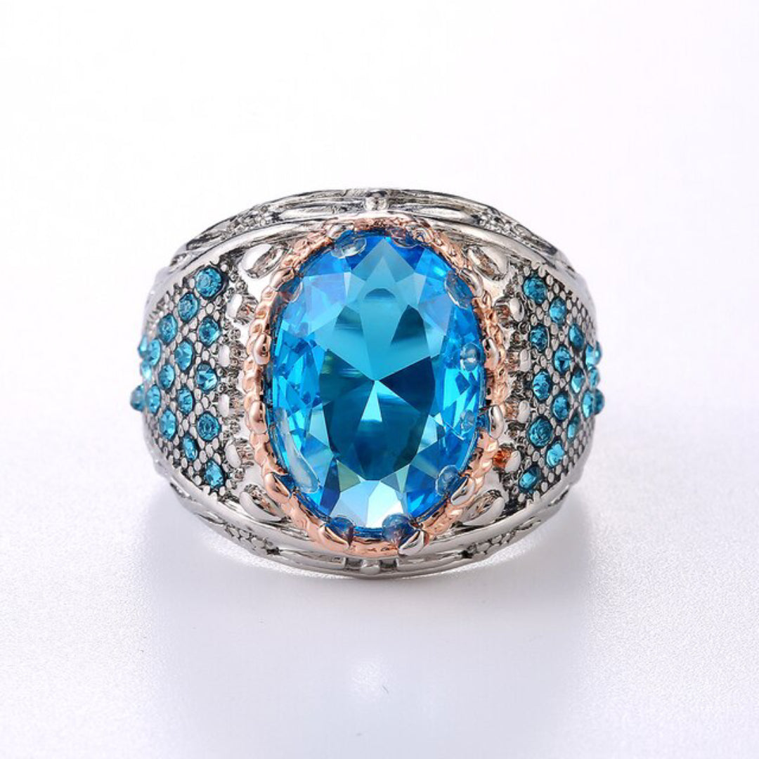 Ottoman Sultan Eye Aquamarine Ring - Rings - Pretland | Spiritual Crystals & Jewelry