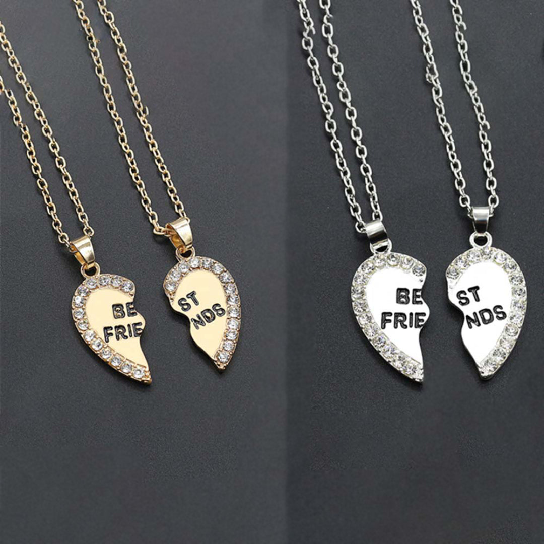 Heart Shape Rhinestone Best Friends Necklace - Pendant Necklaces - Pretland | Spiritual Crystals & Jewelry