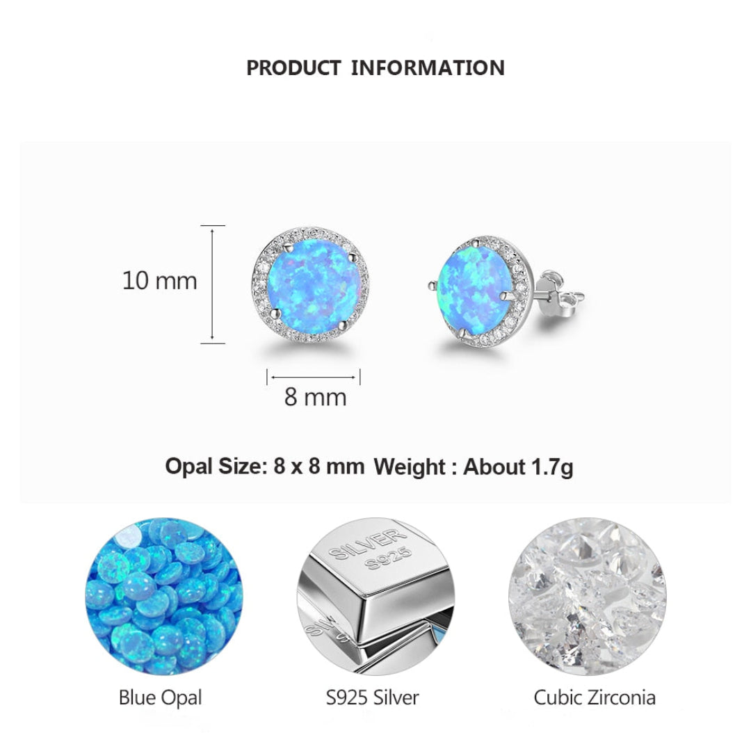 Elegant Circular Fire Opal Stud Earrings - Stud Earrings - Pretland | Spiritual Crystals & Jewelry