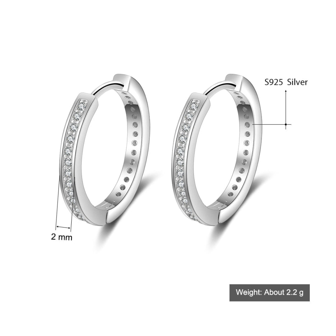 Shining Zirconia Silver Hoop Earrings - Hoop Earrings - Pretland | Spiritual Crystals & Jewelry