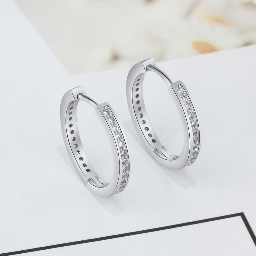 Shining Zirconia Silver Hoop Earrings - Hoop Earrings - Pretland | Spiritual Crystals & Jewelry