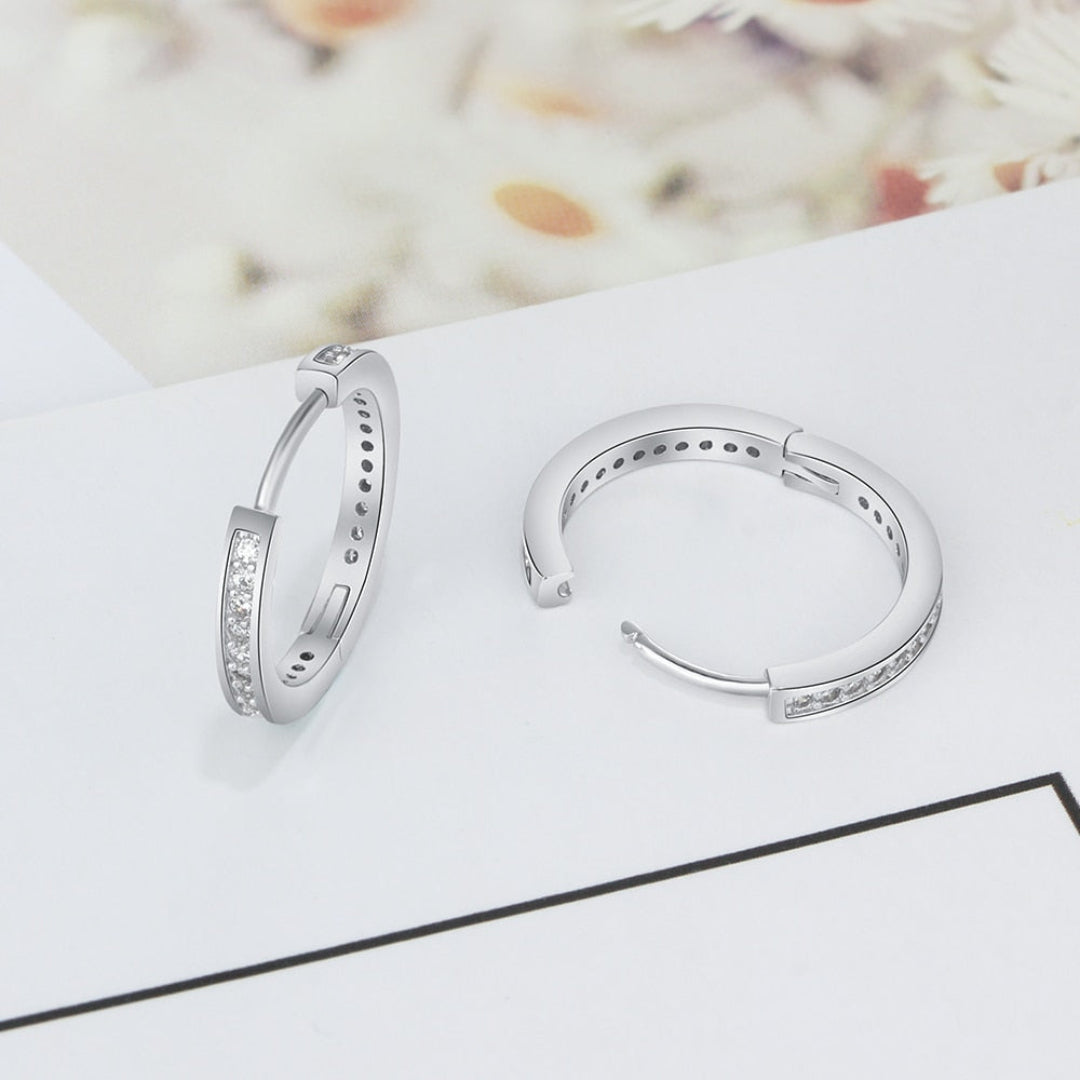 Shining Zirconia Silver Hoop Earrings - Hoop Earrings - Pretland | Spiritual Crystals & Jewelry