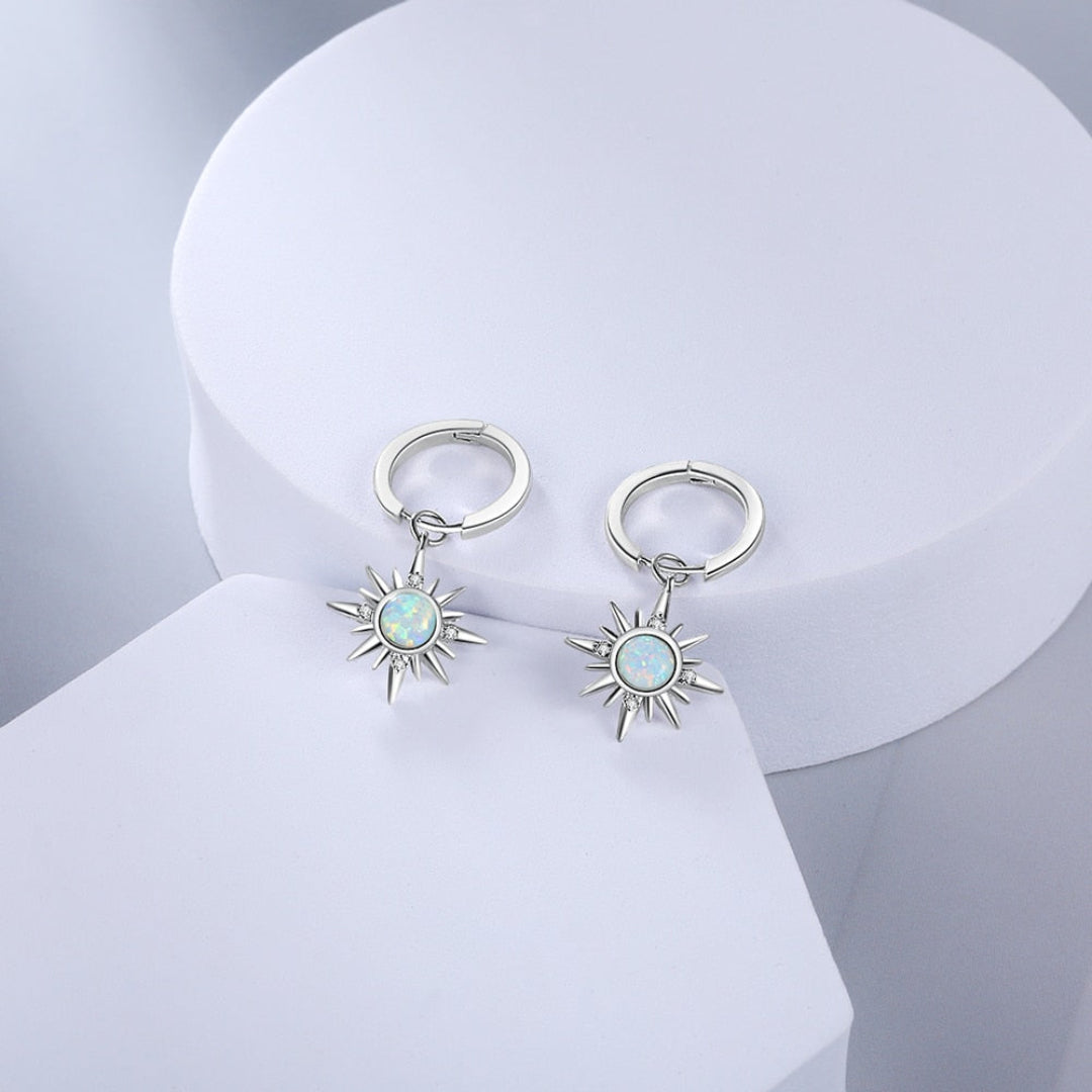 Sun Fire Opal Hoop Earrings - Hoop Earrings - Pretland | Spiritual Crystals & Jewelry