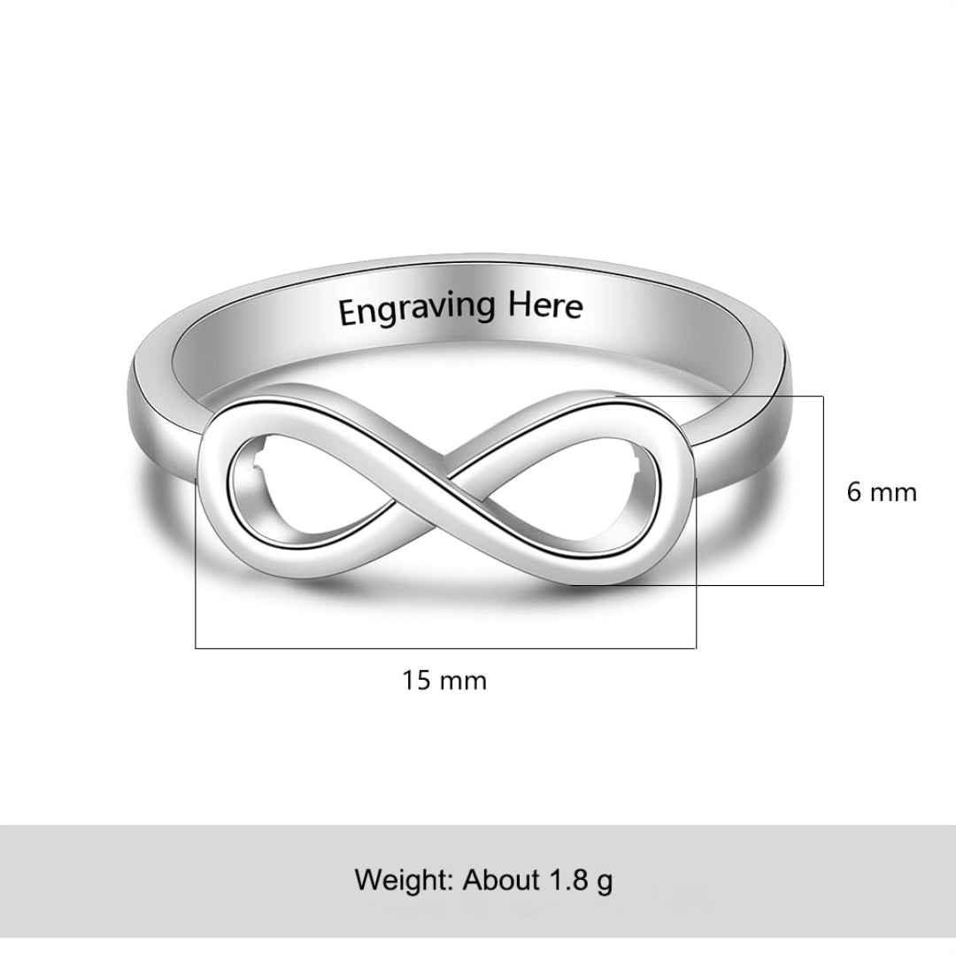 Infinity Silver Color Personalized Ring - Rings - Pretland | Spiritual Crystals & Jewelry