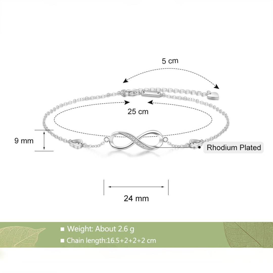 Infinity Zirconia Silver Color Anklet - Anklets - Pretland | Spiritual Crystals & Jewelry