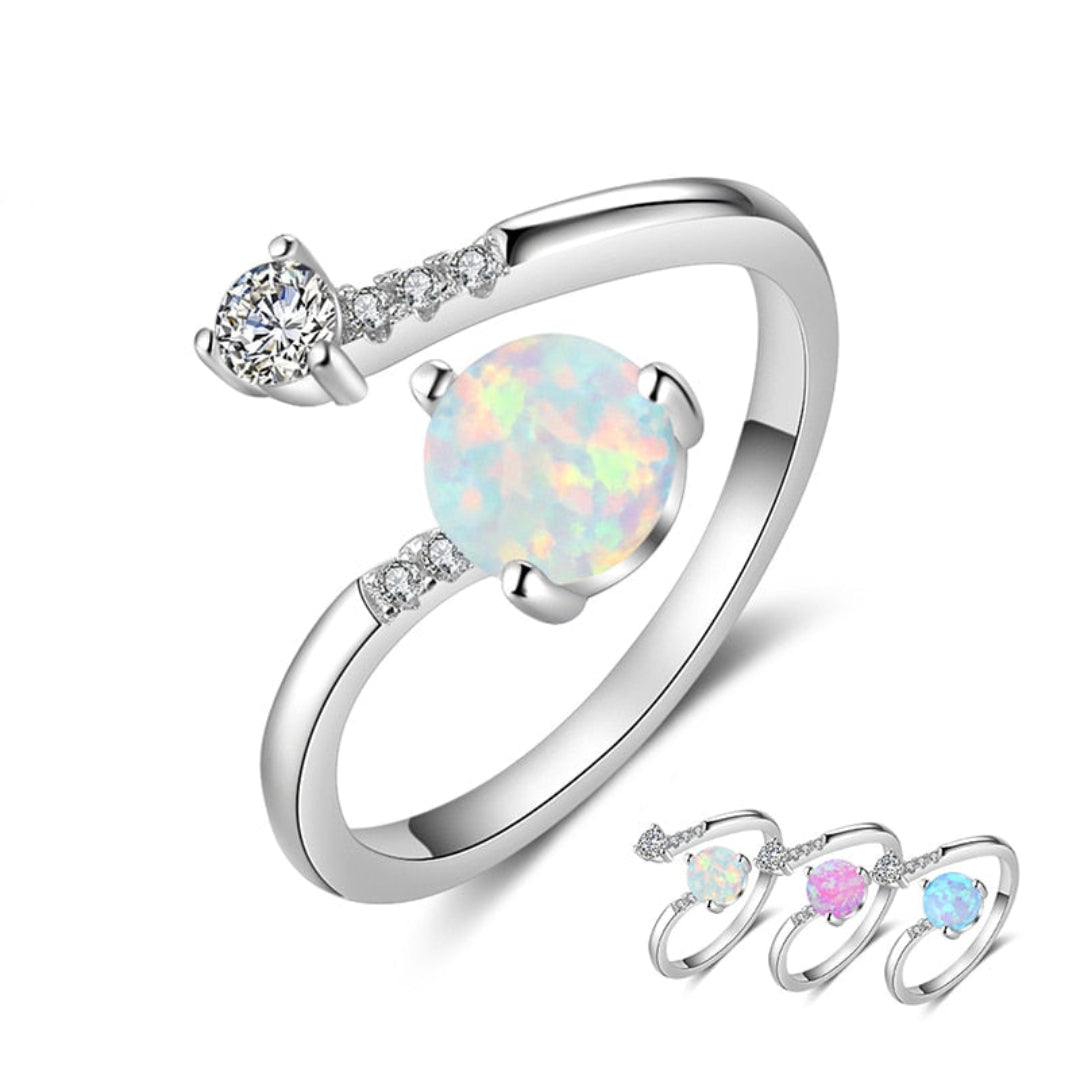Chic Zirconia & Fire Opal Adjustable Ring - Rings - Pretland | Spiritual Crystals & Jewelry
