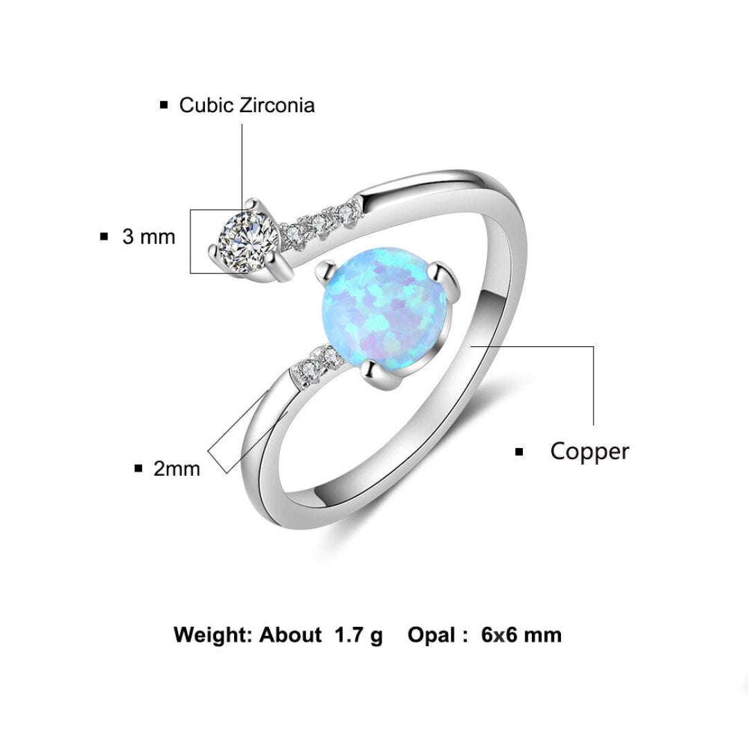 Chic Zirconia & Fire Opal Adjustable Ring - Rings - Pretland | Spiritual Crystals & Jewelry