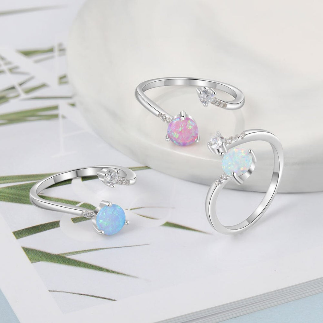 Chic Zirconia & Fire Opal Adjustable Ring - Rings - Pretland | Spiritual Crystals & Jewelry