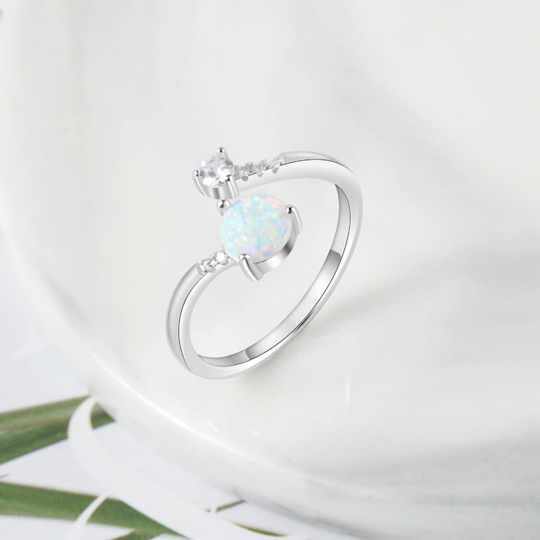Chic Zirconia & Fire Opal Adjustable Ring - Rings - Pretland | Spiritual Crystals & Jewelry