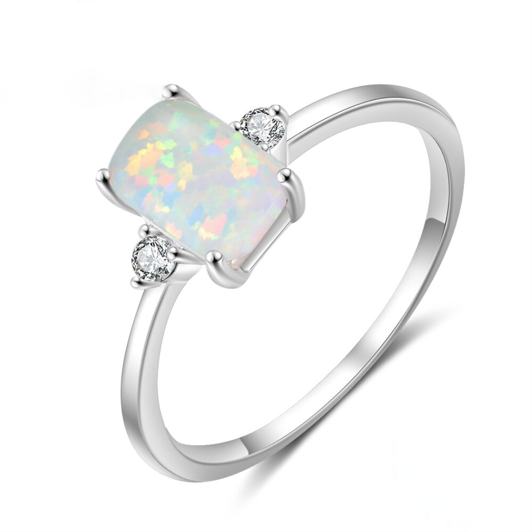 Elegant White Opal 925 Sterling Silver Ring - Rings - Pretland | Spiritual Crystals & Jewelry