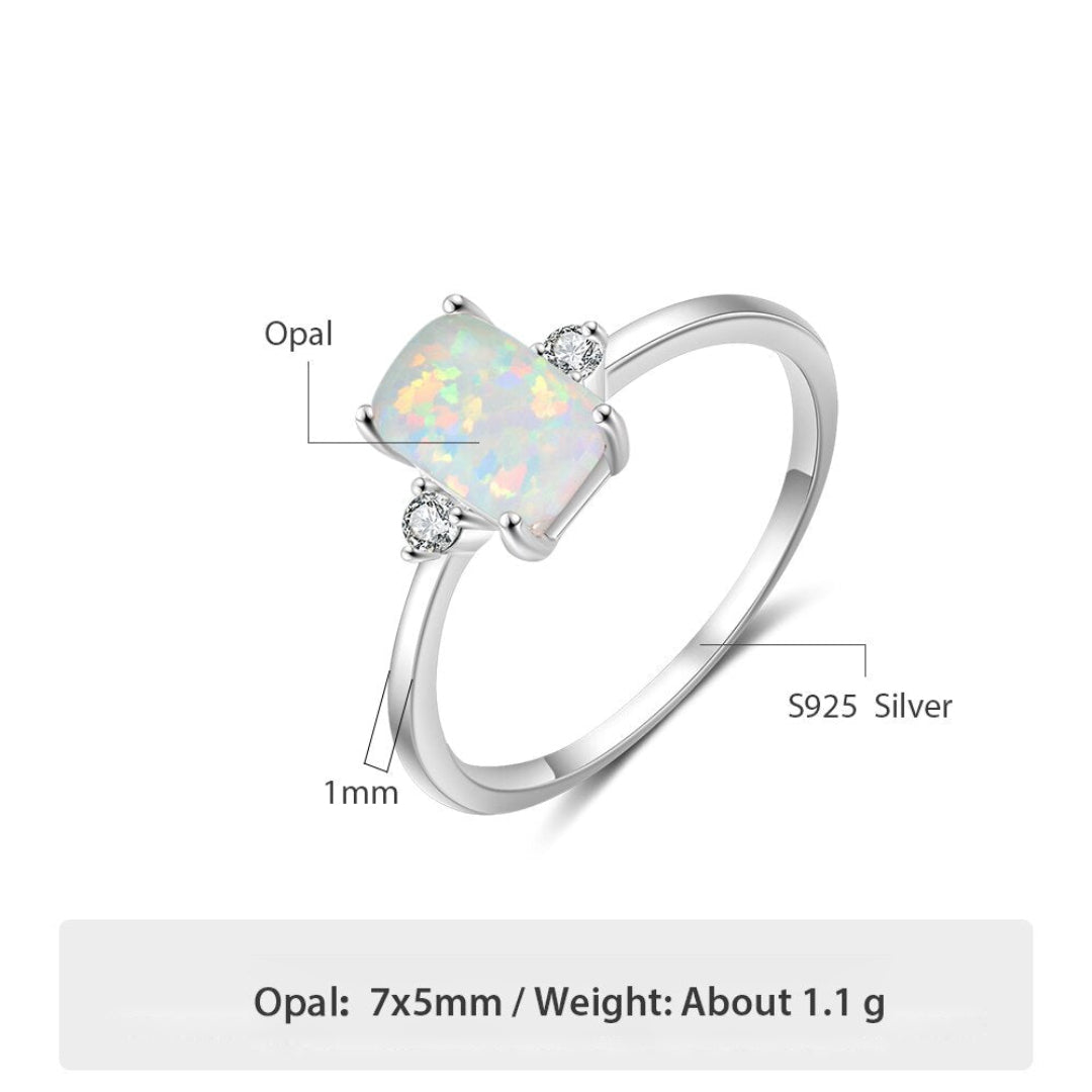 Elegant White Opal 925 Sterling Silver Ring - Rings - Pretland | Spiritual Crystals & Jewelry